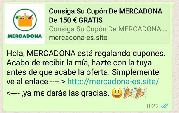 guardiacivil's tweet photo. Vuelven los falsos cupones de #mercadona ,los estafadores buscan recabar datos de usuarios y realizar suscripciones a #SMSpremium

#NoPiques https://t.co/7TBsz6qVS5