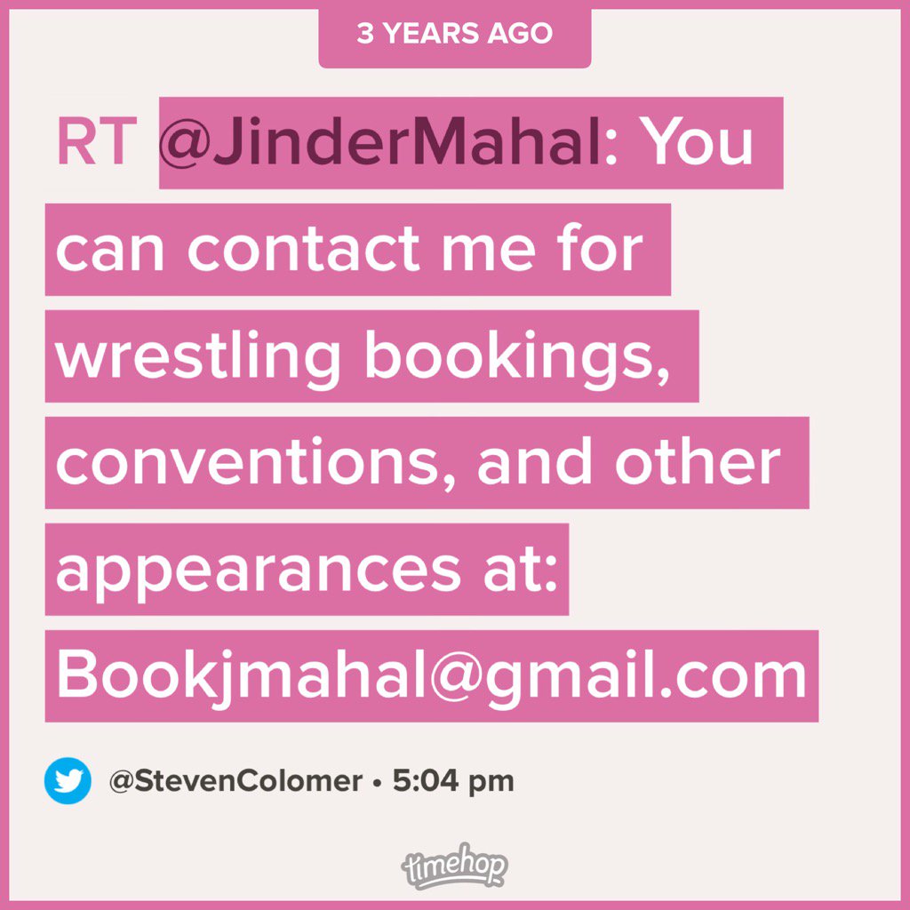 StevenColomer's tweet image. 3 years ago @JinderMahal was using a gmail to get booked after getting fired and today he is the WWE champ #respect