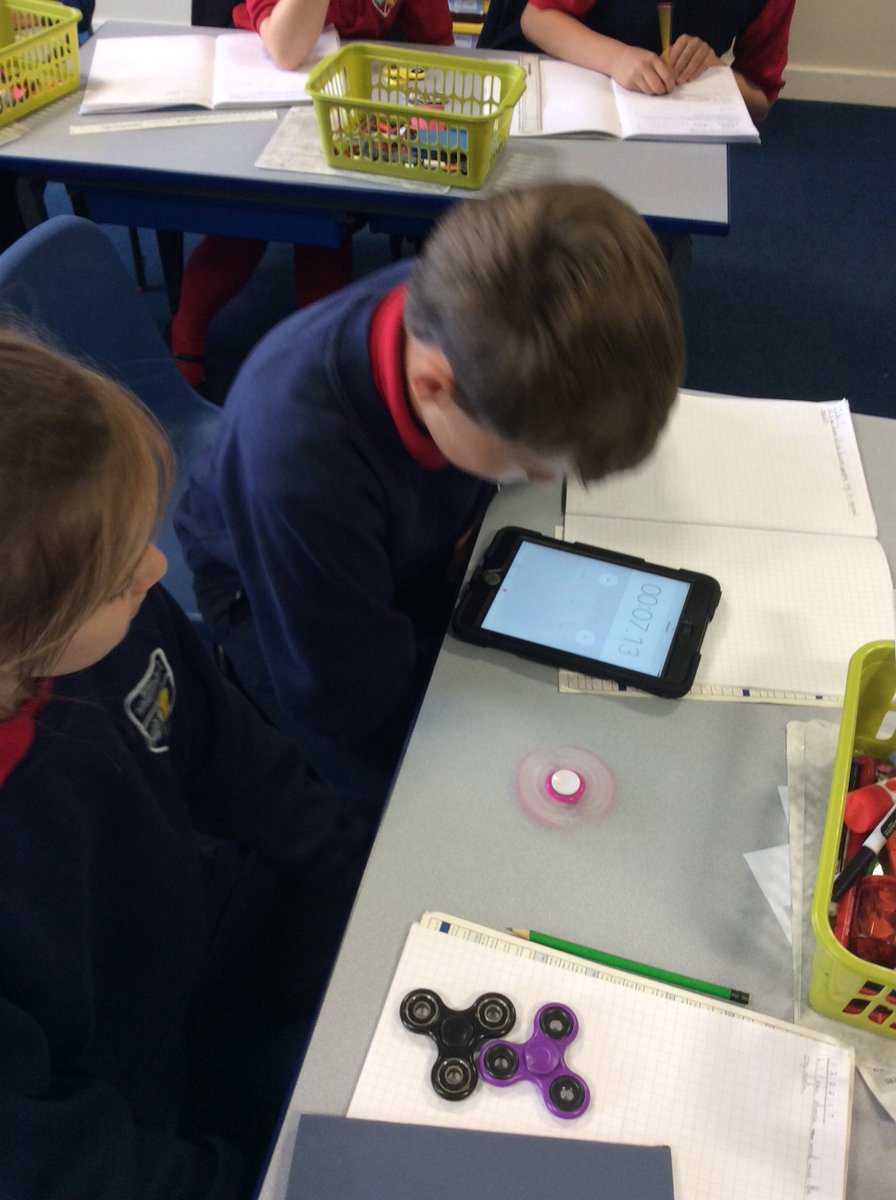 ElvingtonCE's tweet photo. Year 5 want to know if the number of sides affects the length of time spinning! #fidgetspinnermaths https://t.co/cDZGWbRvic