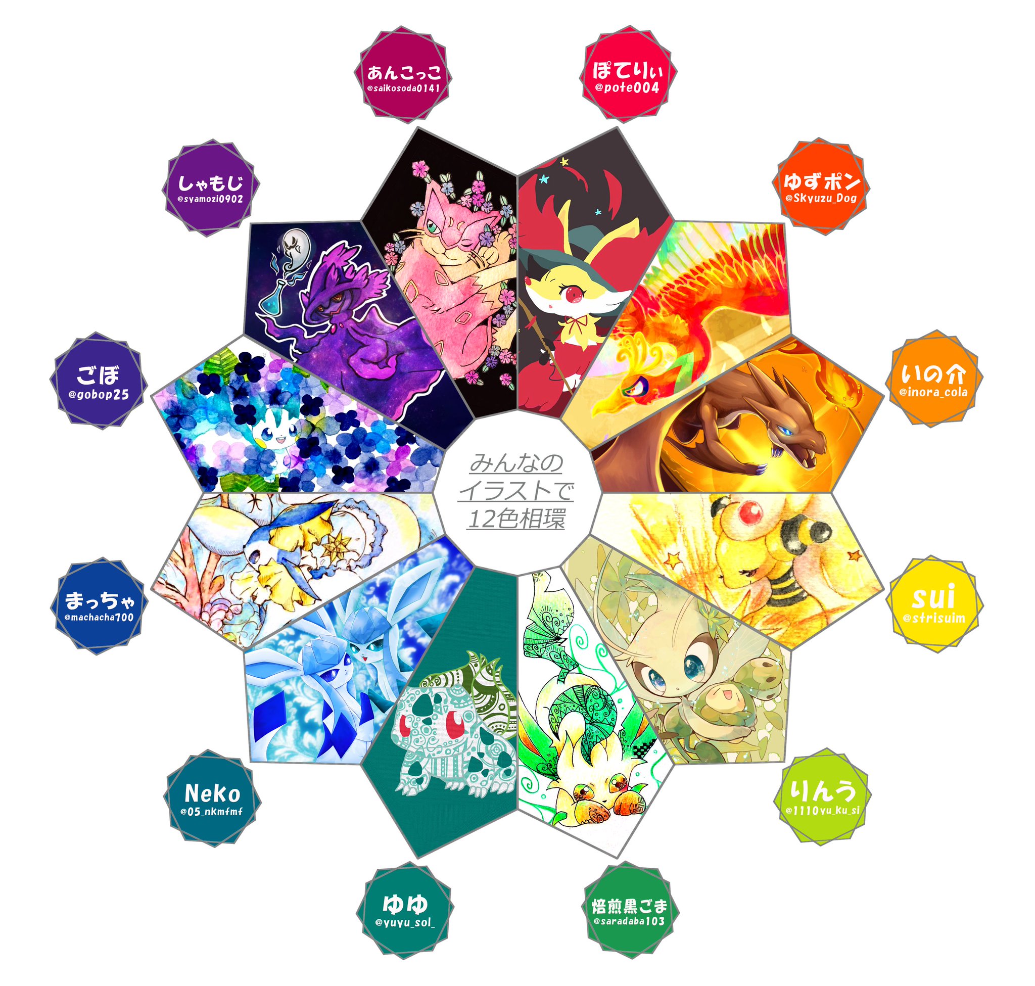 いの介 お仕事募集中 今年も参加させていただきました みんなでポケモン12色相環オレンジ枠です やっぱりなんだかイラスト が並ぶと壮観ですね メガリザードンy描いてて楽しかったです みんなのイラストで12色相環 いの介 お仕事募集中 今年も参加させていただきました みんなでポケモン12色相環オレンジ枠です やっぱりなんだかイラスト が並ぶと壮観ですね メガリザードンy描いてて楽しかったです みんなのイラストで12色相環