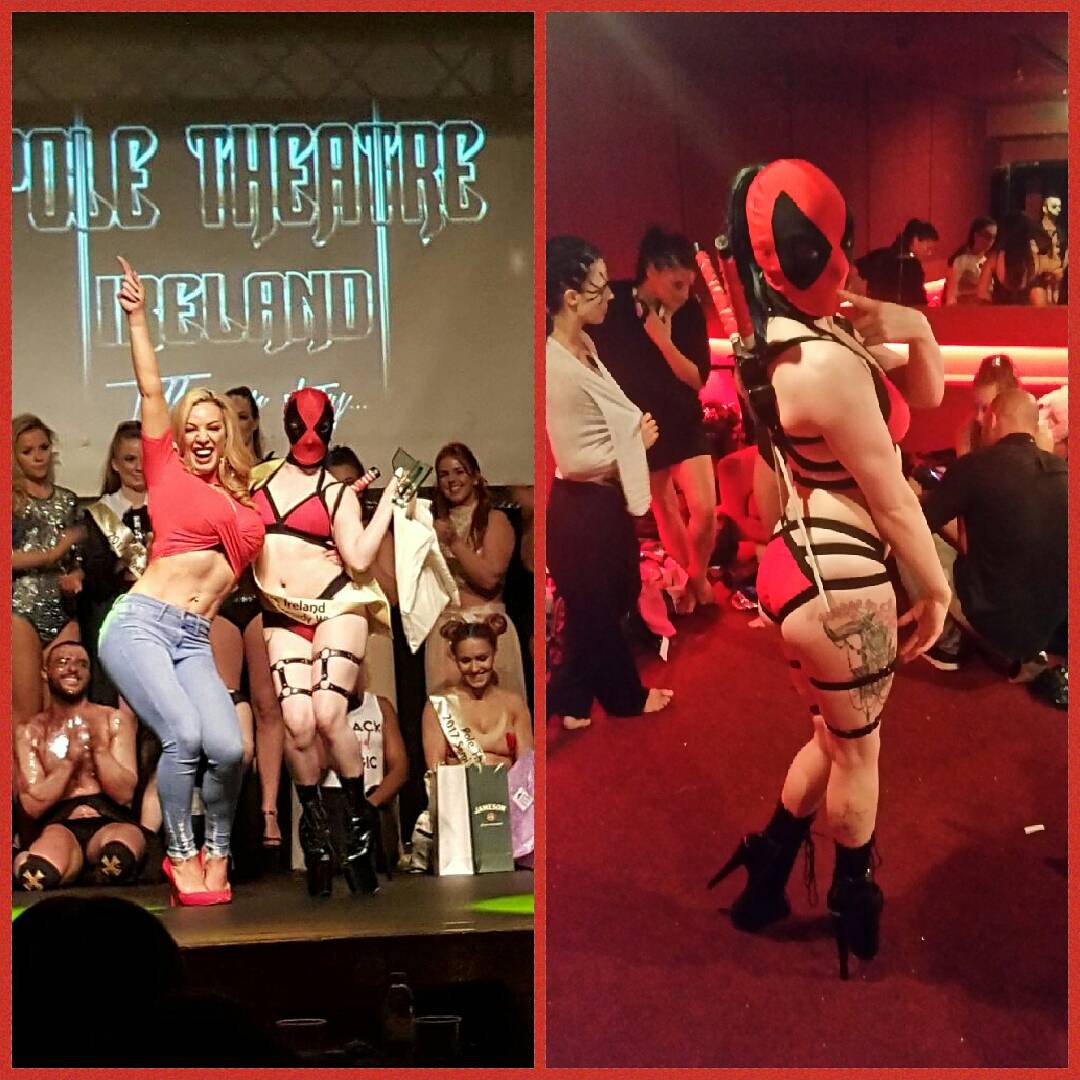 msspykey's tweet photo. I won the Pro Comedy section of #Poletheatreireland with my #Deadpool routine! 🙌🙌 #pole #maximumeffort #marvel @VancityReynolds #poledance https://t.co/8CbkYWxUGZ
