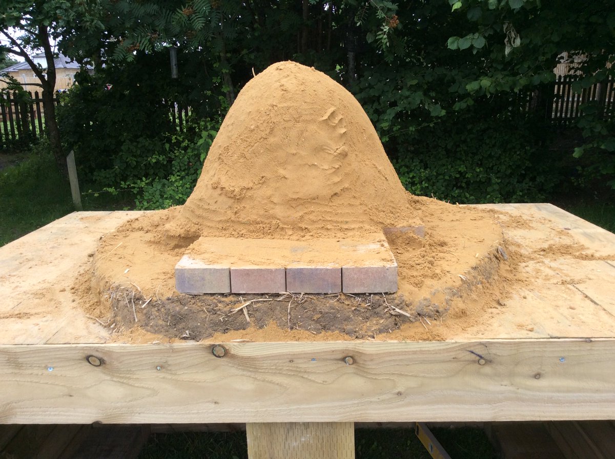 tweeterowl's tweet photo. The Eagle Owls are busy shaping the dome! @RusticCobOvens https://t.co/bnUA3wMDM5