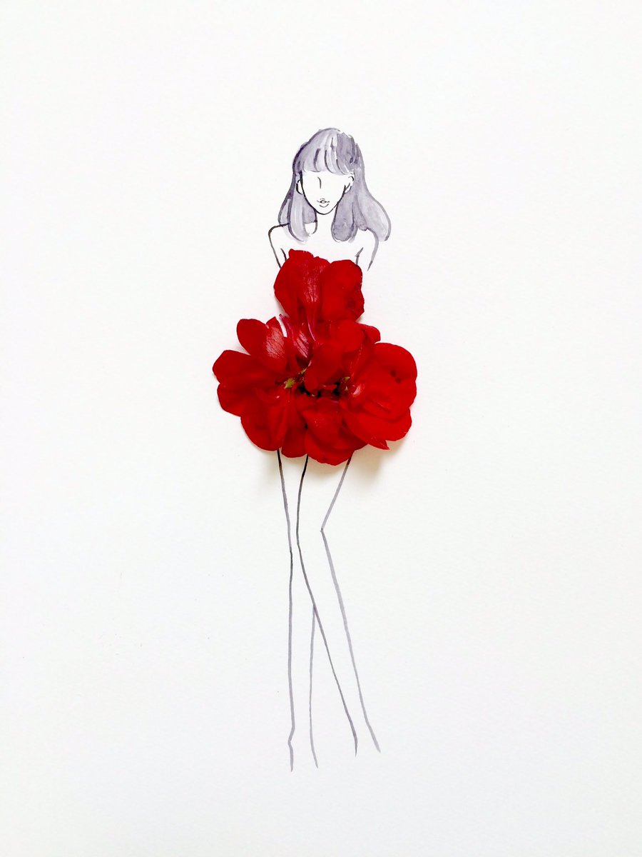 Uzivatel はな言葉 ウェディングドレス Na Twitteru 散ったゼラニウムの赤い花びらを拾い集めて描きました 美しく強い赤 花言葉は 君ありて幸せ