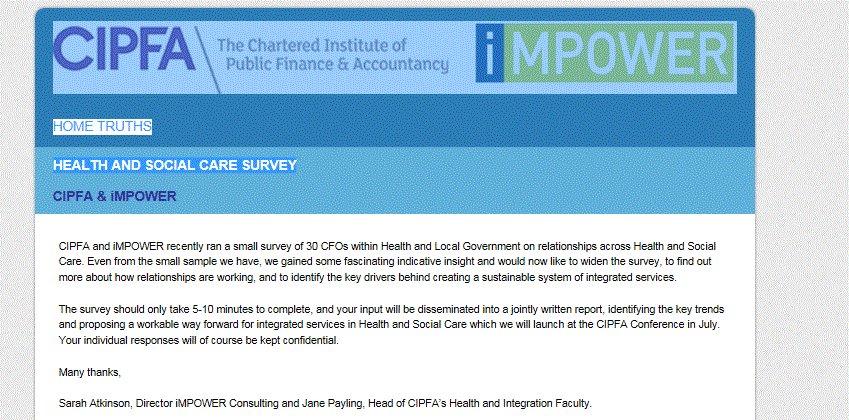 jane_payling's tweet image. Got views on health and social care integration?  Share them with us as part of the @CIPFA @iMPOWERCONSULT survey - surveymonkey.co.uk/r/CIPFA-iMPOWER