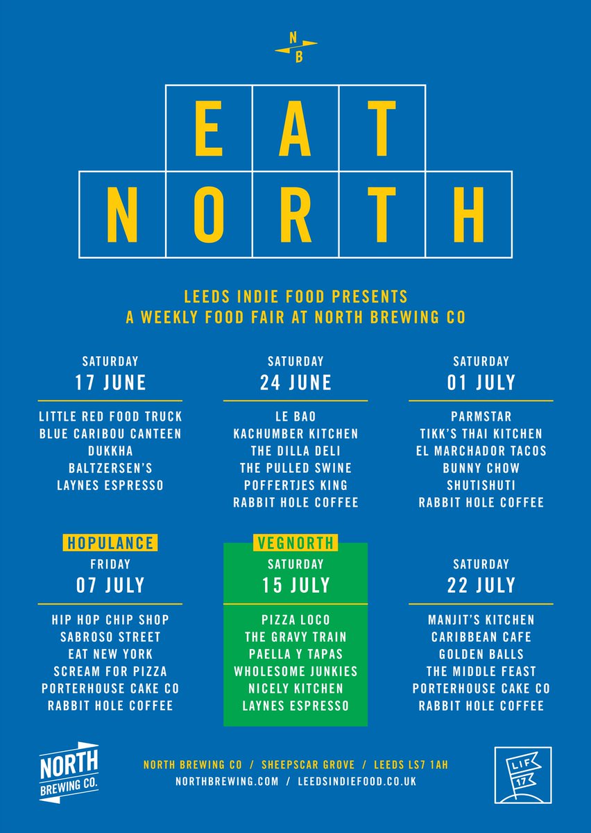 LeedsIndieFood's tweet photo. Follow + RT to win:

5X FOOD (Meal from every trader)
5X BEER (Ace @NorthBrewCo beers)

at #EatNorth THIS SATURDAY!

https://t.co/godaXGzxan https://t.co/Kc85oocScC