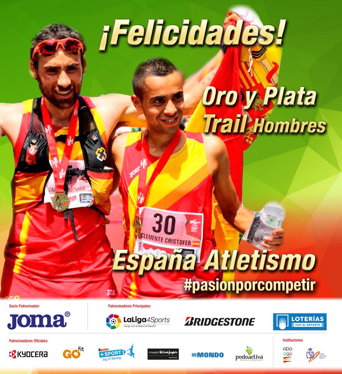 Muchas felicidades a <a href="/TrailHernando/">Luis A. Hernando</a> y <a href="/crisclemente85/">Cristofer Clemente</a>, oro y plata en el Campeonato del mundo de trail #pasionporcompetir.