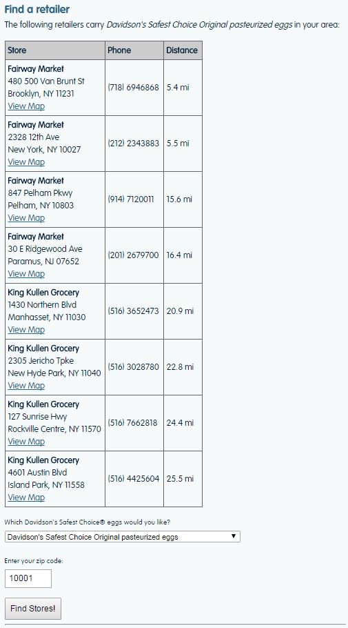 SafeEggs's tweet photo. @GeneGualtieri @skeletonkey55 Hi Gene, while you can only search for specific zip codes, it will return results for zip codes near you. See screenshot for example. https://t.co/n6ibnMeWxc