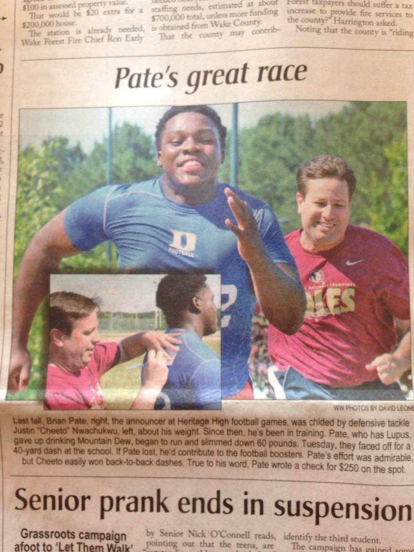 2 yrs ago today @MrLowkeyyyy and I raised some money for <a href="/Husky_Athletics/">Coach Kennedy, AD</a>!  My wallet was $250 lower because he smoked me in a 100 yd dash!