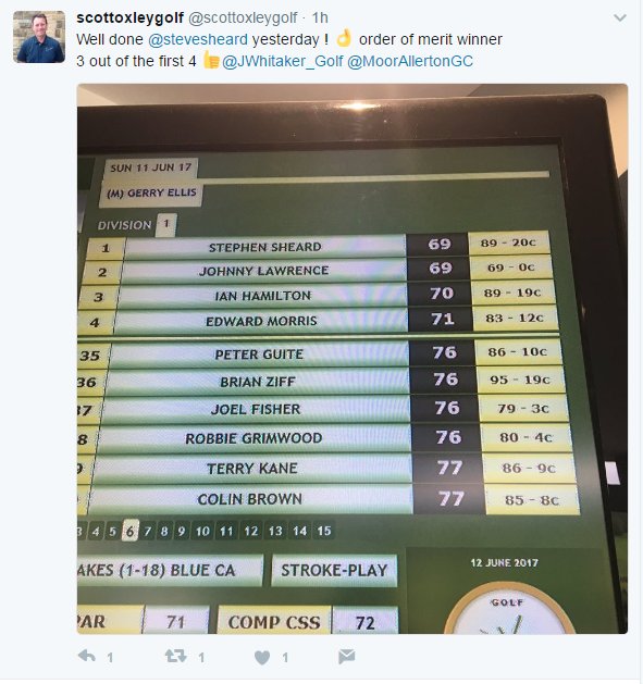 Thanks coach! <a href="/scottoxleygolf/">scottoxleygolf</a> <a href="/MoorAllertonGC/">Moor Allerton GC</a> <a href="/JWhitaker_Golf/">James Whitaker</a> proper golf score by <a href="/JohnnyLawrence1/">Johnny Lawrence</a> in that wind too!