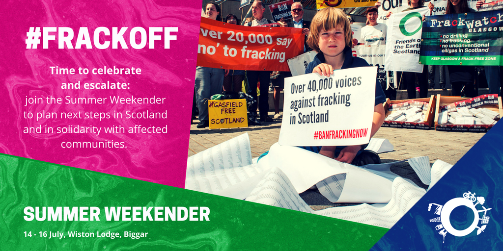 FoEScot's tweet photo. @FrackOffBear At our #SummerWeekender this July, we'll be taking forward the fracking fight! Book now: https://t.co/GEiPaVrGZK https://t.co/Tf5kLyR0Wo