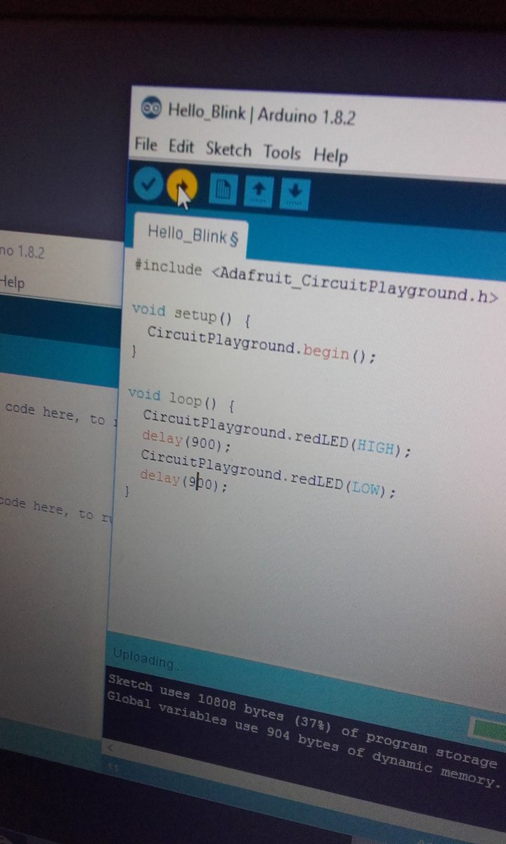 FHSComputing's tweet image. Coding out #circuitplayground to change speed of red light #wearyourcode