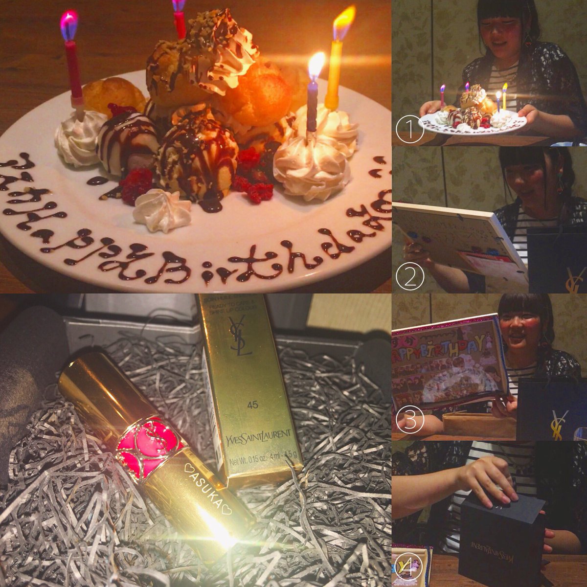 Flower0310K's tweet photo. 昨日は｢ピーチガール｣観てからのとぅもの誕生日サプライズ ! 🎂♡🍻
ずっと前から計画してたプレゼントも喜んでくれて大成功でした 👼💫💭
改めておめでとうでした ,☆☆☆
３人で遊ぶのは最高に楽しい 🎀🌺🍑🍧💝 https://t.co/Nozq9Zq4Xp