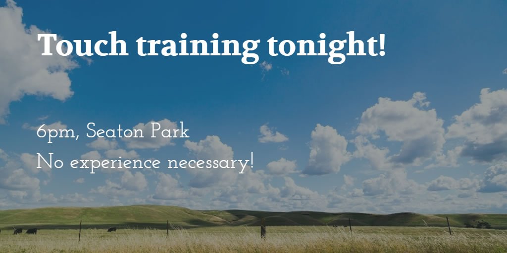 HoodlumsTouch's tweet photo. Don't forget, training is on tonight at 6pm! https://t.co/WyNTT8BG27