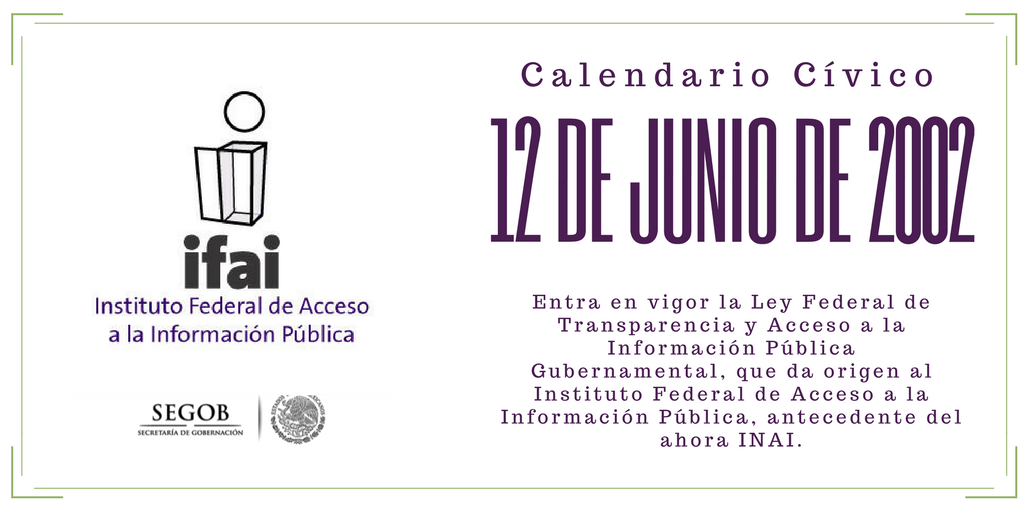 2002|Entra en vigor la Ley Federal de Transparencia y Acceso a la Información Pública Gubernamental, da origen al IFAI, hoy <a href="/INAImexico/">INAI</a>