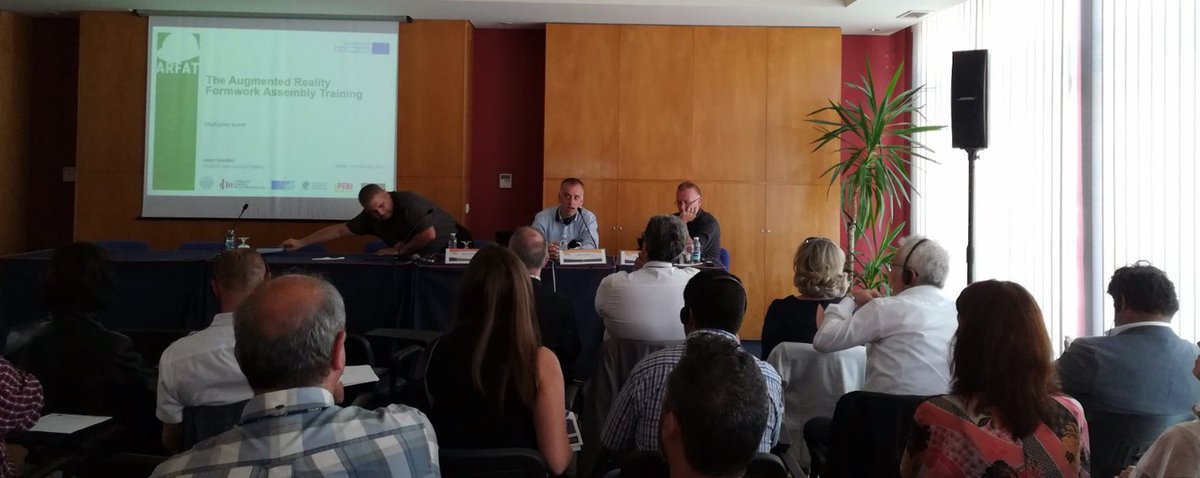 FLCconstruccion's tweet photo. We present #Arfat and #LeanCo projects in Lisbon. #BzB talks to us about #WinApp; #Cenfic, about #BusTrainers. All of them, @EUErasmusPlus https://t.co/sia4pALPfy