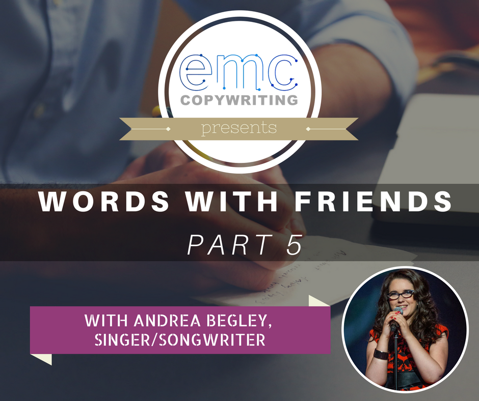 EMC_Copywriting's tweet photo. I'm excited to share pt 6. 'Words With Friends' series featuring the lovely @ABegleymusic https://t.co/ZmM2SbXChC #TheVoice #songwriting https://t.co/ilk1a6PekI