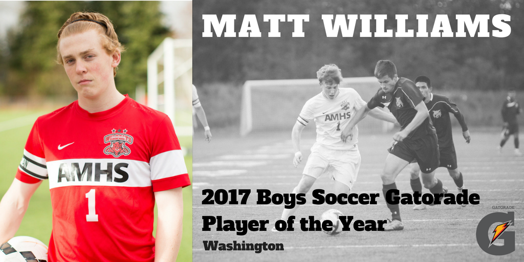 MurphyAthletics's tweet photo. Congratulations to Matt Williams who was named the 2017 Boys Soccer Gatorade POY in WA! https://t.co/K5QxvGVyiY