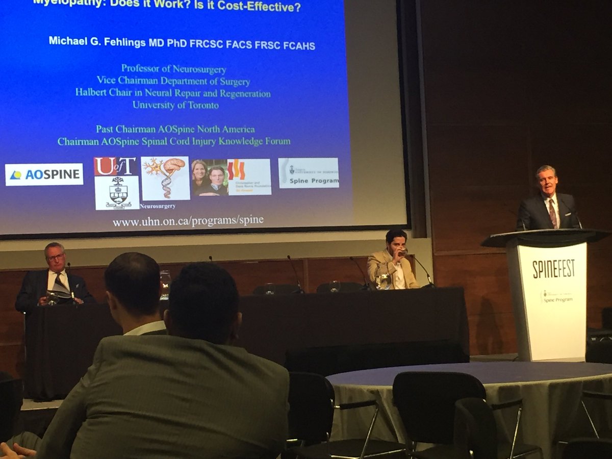 UofTSpine's tweet photo. @DrFehlings speaks about cost effectiveness surgery for DCM #SpineFEST now. https://t.co/o1MROGLP5L