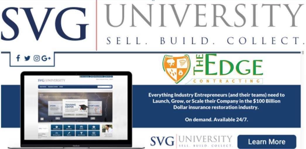 SVGCorp's tweet image. Congrats to  The Edge Contracting for enrolling in SVG University!buff.ly/2rKjSu8 #StormVenturesGroup #SVGU #SVGUniversity #Roofing