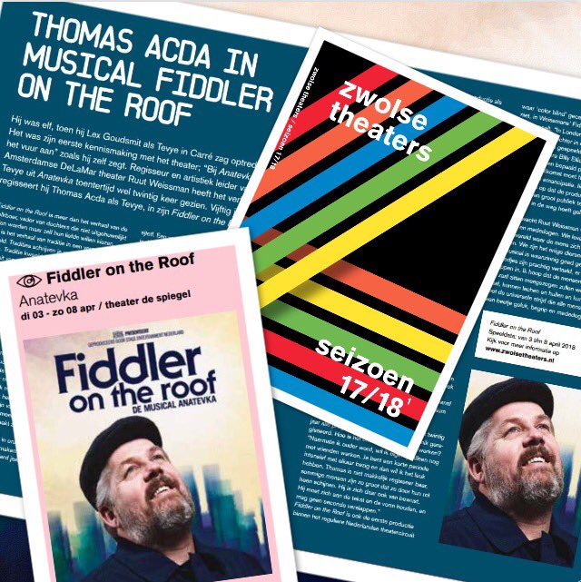 Fiddler_NL's tweet image. In de brochure van de @zwolsetheaters: een prachtig interview met de regisseur van Fiddler on the Roof, Ruut Weissman! #FiddlertheMusical