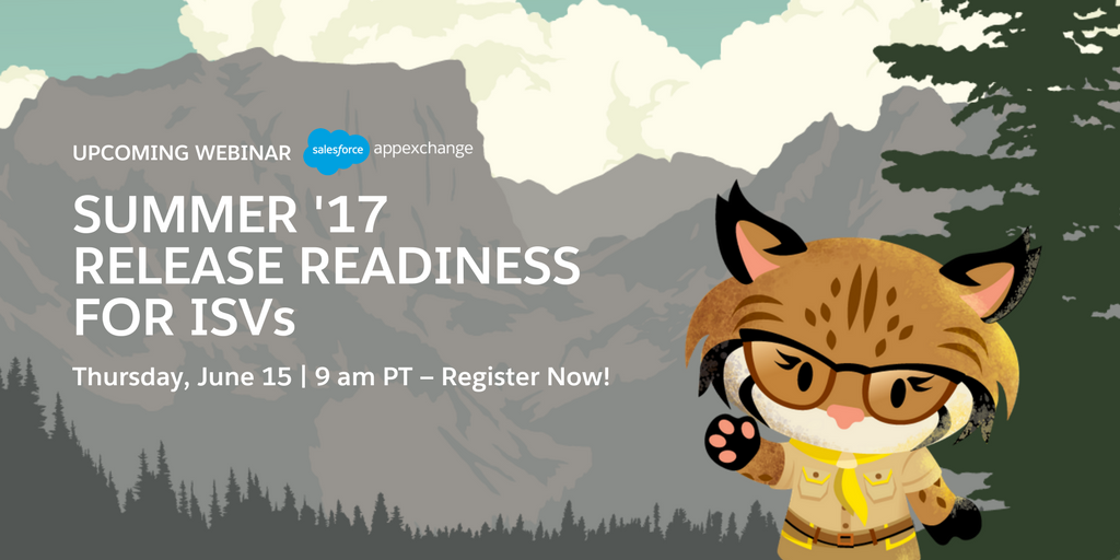 JUNE 15 | Learn all about Salesforce's Summer '17 Release — and why it matters to #ISVs. Register now: sforce.co/2rivgRo
