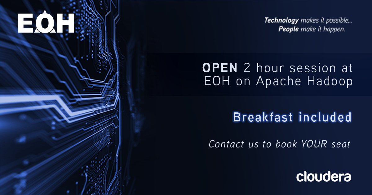 eohcloudera's tweet photo. Contact us to book your seat today! #cloudera #eoh #BigData #DigitalTransformation #SQL #apachebigdata #Hadoop https://t.co/4QhFkYpvct