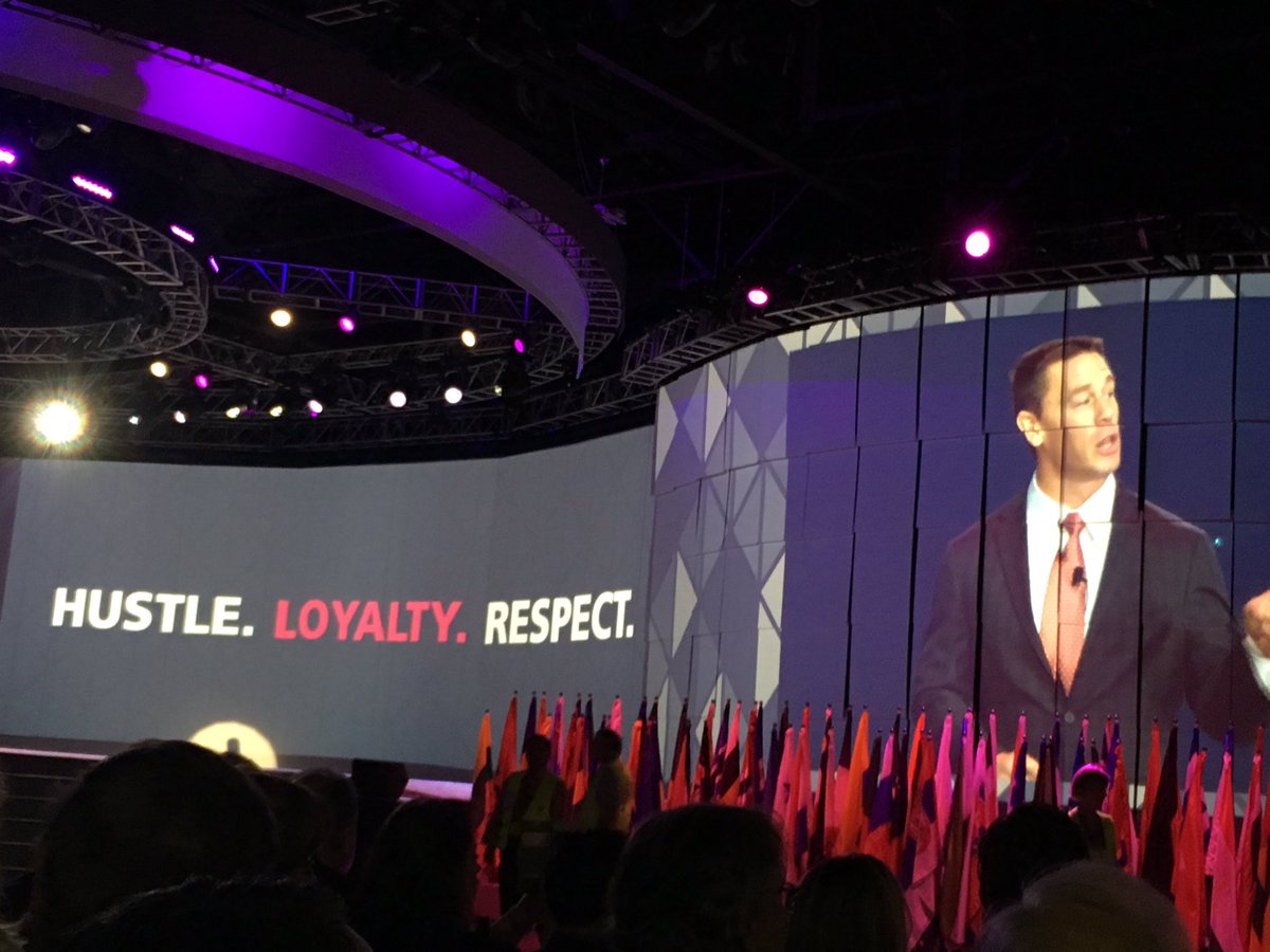 "I look at this audience &amp; see 20,000 people who share these 3 principles. Hustle. Loyalty. Respect."- <a href="/johncena/">John Cena</a> #endpolio #NeverGiveUp