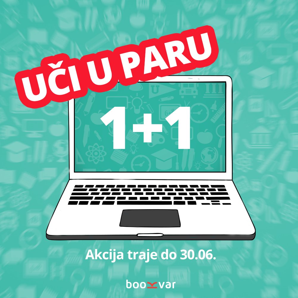 Bookvar akcija: UČI U PARU! 
Java kurs po akcijskoj cijeni od 49,00 KM - Platiš jedan, dobiješ dva! Važi do 30.06.
goo.gl/NRg1cO