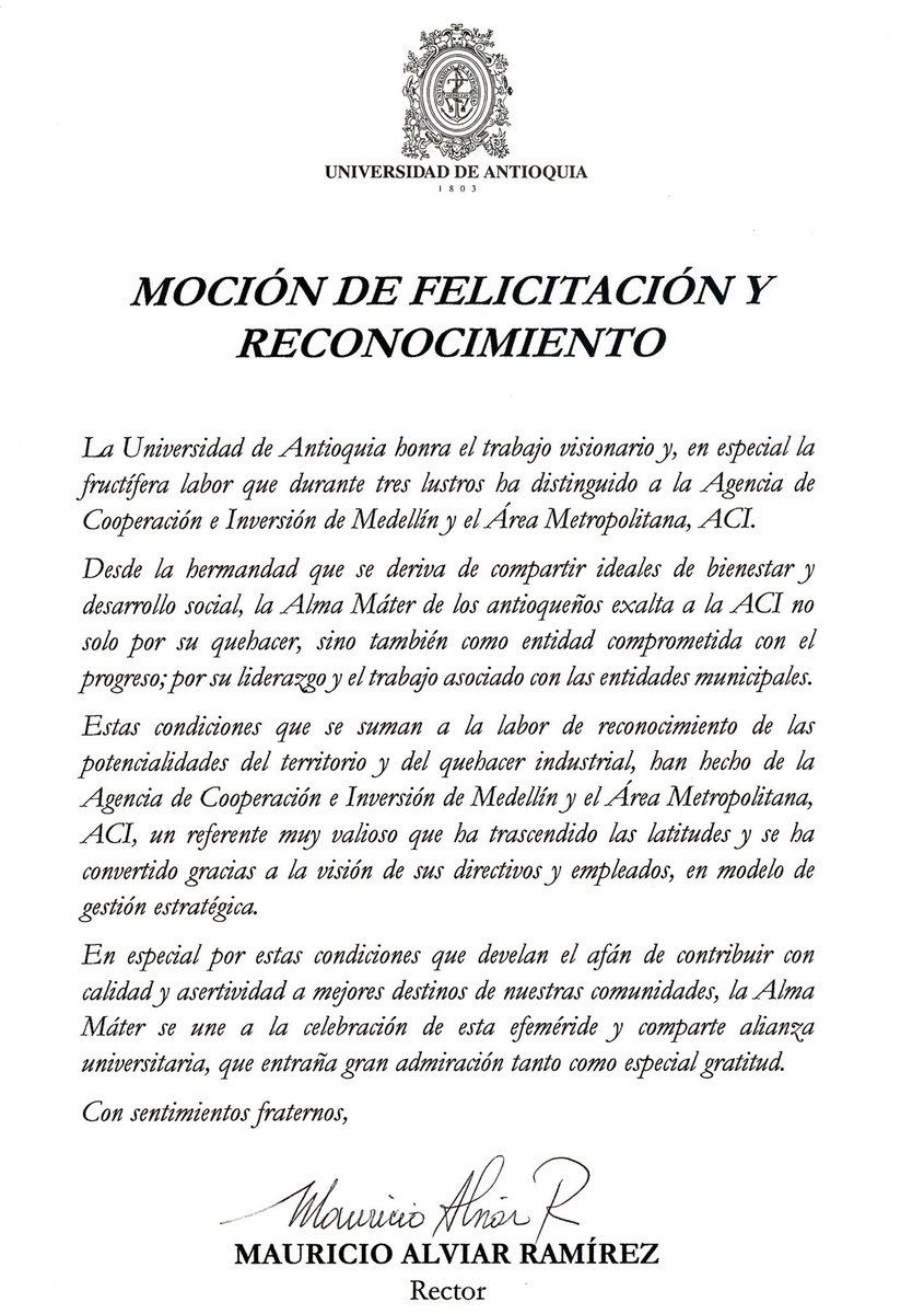 acimedellin's tweet photo. Agradecimientos totales y satisfacción inmensa por las palabras del rector de la @UdeA, Mauricio Alviar, por la conmemoración #ACIMde15 https://t.co/54AgoxDdo6