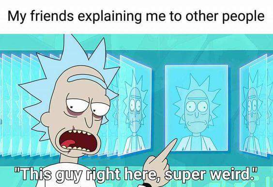 WWEOLDSCHOOL's tweet photo. Lol yay 👏👏👏 so true and proud of it lol 😂 #RickandMorty #Weirdfriend https://t.co/uupWujYhP7