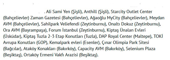 istanbul'da deprem toplanma alanı olup sonradan imara açılan yerler