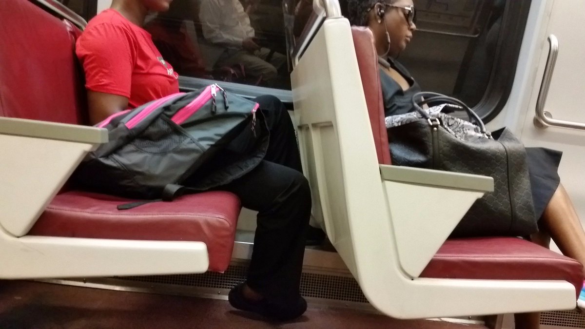 drwong's tweet photo. Are those bags paying for their seats? 😡 #unsuckdcmetro #seathogs #(wo)manspreading https://t.co/ojQeyqMCQI