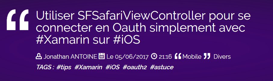 infinitesquare's tweet photo. [Blog] Utiliser #SFSafariViewController pour se connecter en #Oauth simplement avec #Xamarin sur #iOS
@jmix90 
https://t.co/hMRelj5UiD https://t.co/EsQ68g33Jt