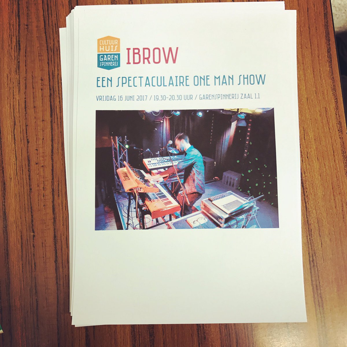 ibrowmusic's tweet photo. Flyers voor aanstaande vrijdag!! @Garenspinnerij #IBROW #flyer #onemanshow https://t.co/eBPAMZUSo2
