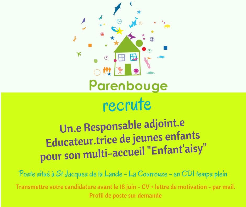 #CDI #Rennes - Venez nous rejoindre comme Responsable adjoint.e de notre #crèche Enfant’aisy #EJE