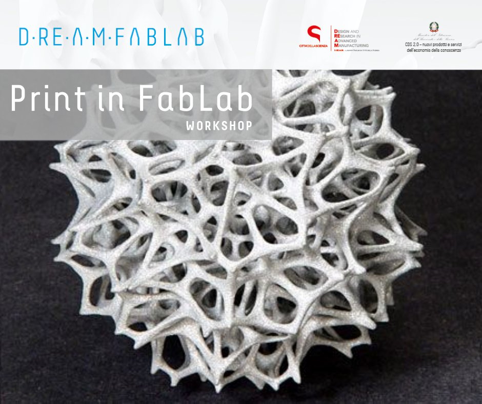 DreamFablab's tweet photo. Pronti per #PrintinFabLab? Al #DREAMFabLab @cittascienza parte il #workshop gratuito sulle tecniche della #stampa3D!
https://t.co/c88PoQAjK7 https://t.co/LEobOiVvqa