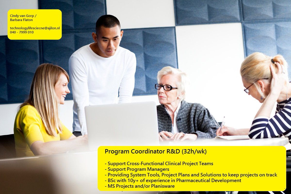 CindyvGorp's tweet photo. #vacature #program #coordinator #pharmaceutical #Ajilon #Leiden #zuidholland #job https://t.co/EGl1D9lbNm
