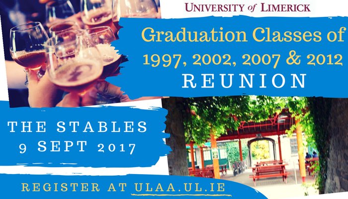UL's tweet photo. 1997, 2002, 2007 &amp; 2012 graduates register for your reunion here before the 14th of july to win 2 nights B&amp;B --> https://t.co/59CxRnJ2yi https://t.co/BMONwaWriE
