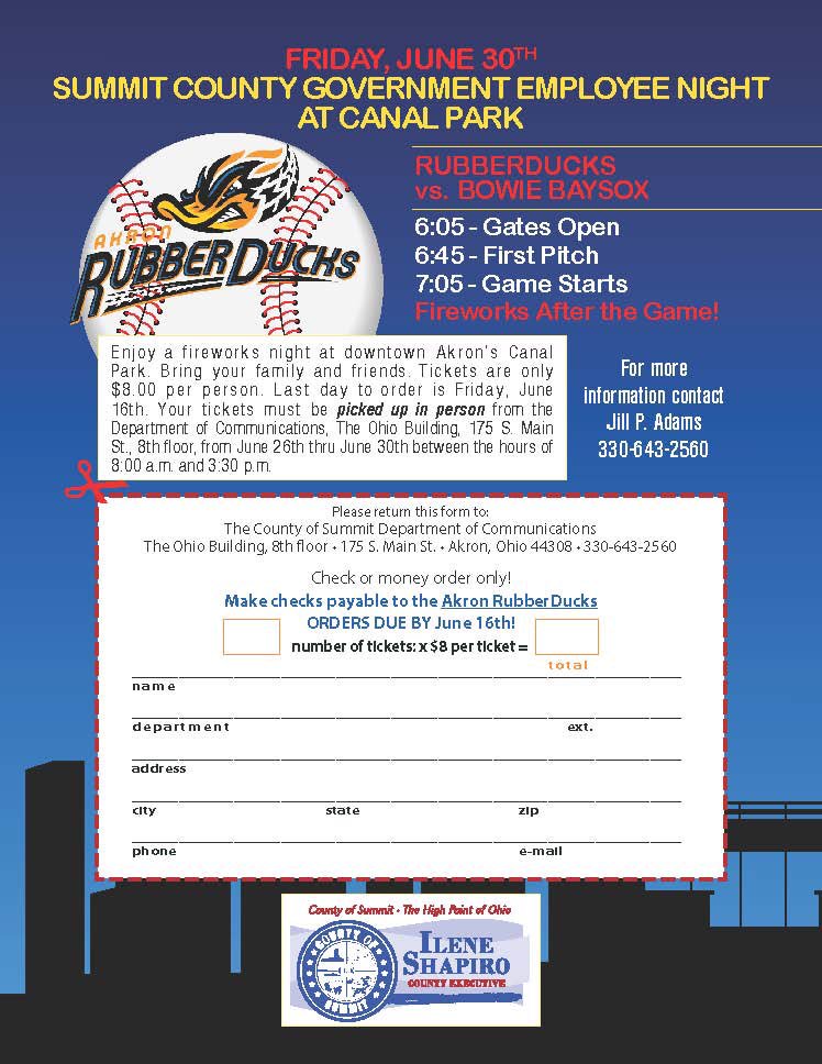 summitforkids's tweet image. Cheer on the Rubber Ducks June 30th at Canal Park. Summit County Executive Ilene Shapiro will be throwing the first pitch!