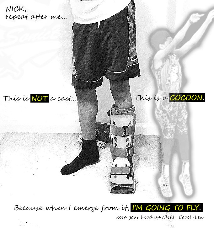 Boomsquad2k's tweet photo. Anything worth having is worth the sacrifice it takes to have it. You've earned this injury by leaving it ALL on the floor this season. GWS! https://t.co/9hGGSG8Xyb