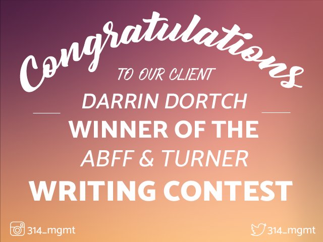 314_MGMT's tweet photo. Congrats to our client Darrin Dortch (@LowBudgetLaughs)! We look forward to joining you at #ABFF2017 to celebrate your accomplishment! https://t.co/QQsg5X9Zg1