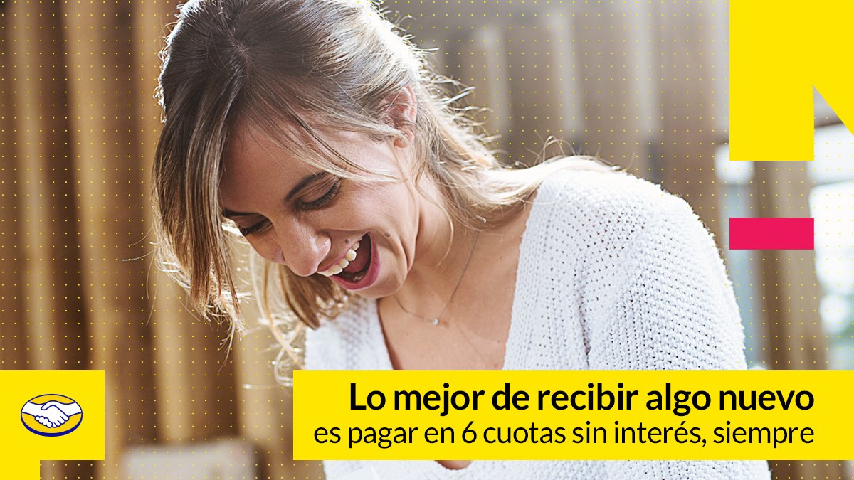 No hay nada más rico que la sensación de recibir tu producto nuevo y ¡poder pagarlo en 6 cuotas sin interés! bit.ly/MercadoLibreCL…