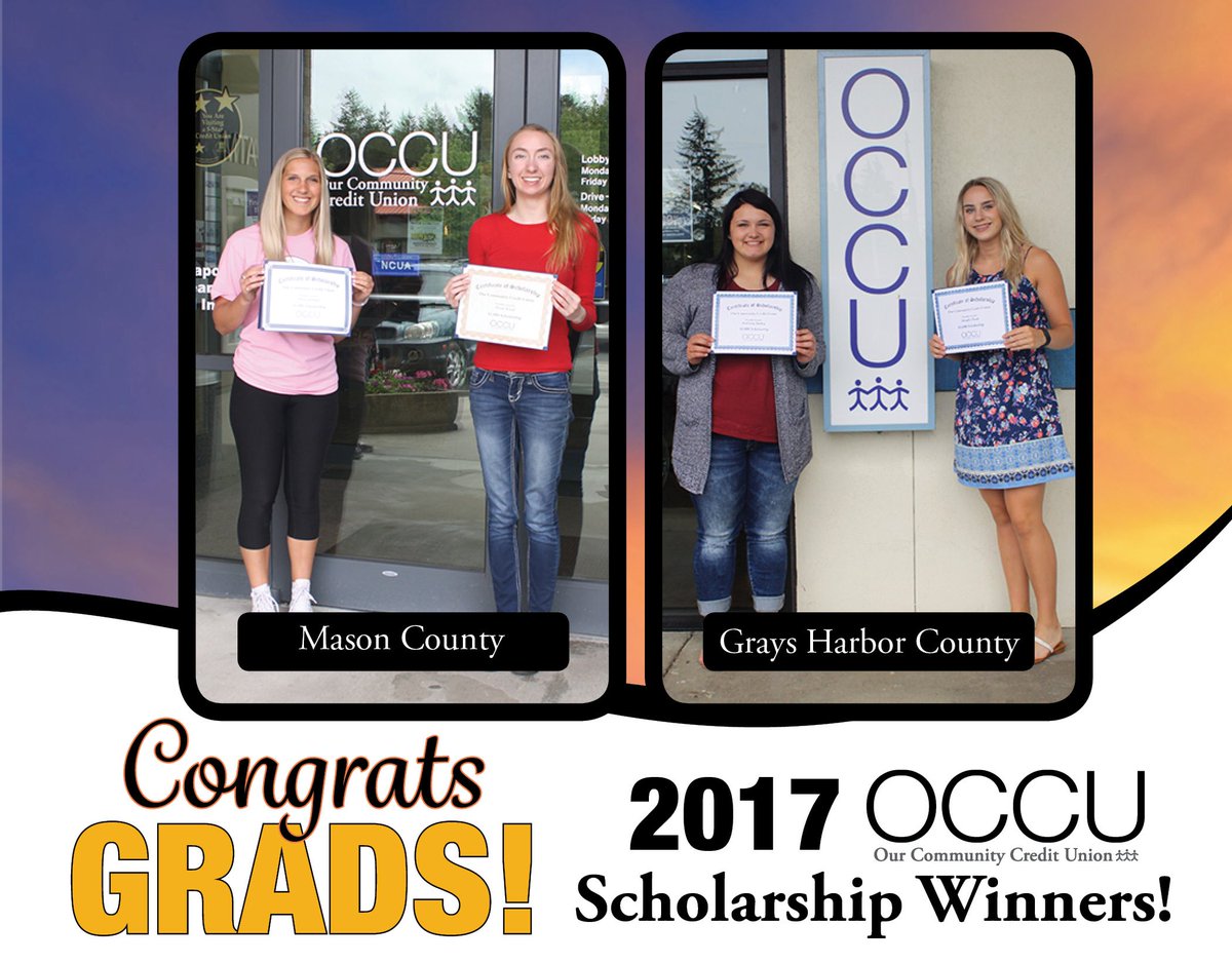 OurCommunityCU's tweet photo. #Congratulations #2017Grads!! Special #SHOUTOUT to our 2016/2017 Scholarship winners! #VashonIsland #GraysHarborCo #MasonCo 🎉🎉🎉 https://t.co/cwEK65IlRZ