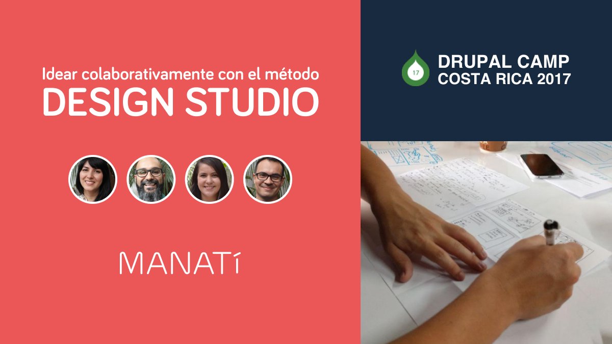 estudiomanati's tweet photo. ¡Aprendé con nosotros a idear con Design Studio! Taller de ideación en DrupalCamp CR 2017: https://t.co/ZXBDEHfzNY #drupal #drupalcr https://t.co/OmzqxEhpNs