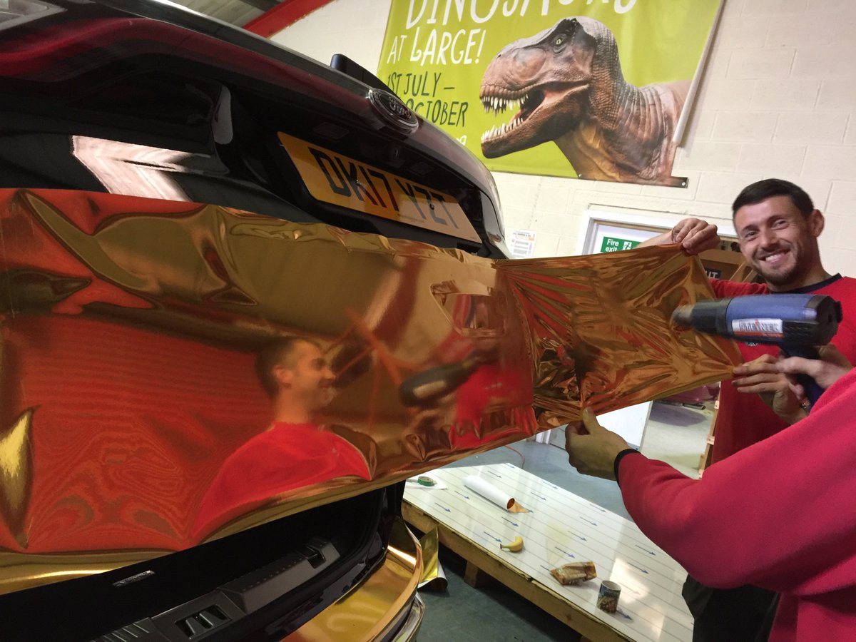 SignworldGroup's tweet image. More shots of the polished gold wrap being worked on today. Final images to follow tomorrow!