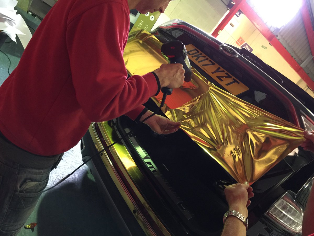 SignworldGroup's tweet image. More shots of the polished gold wrap being worked on today. Final images to follow tomorrow!