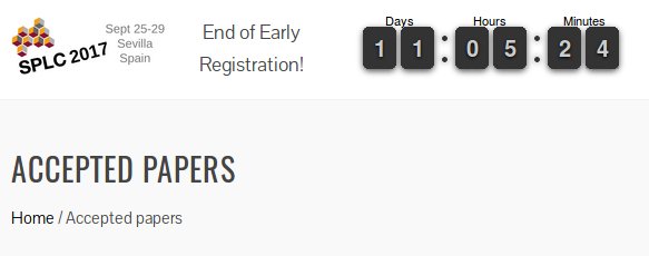 The list of accepted papers of <a href="/splc17/">SPLC</a> has been published at congreso.us.es/splc2017/accep… and still accepting early registrations