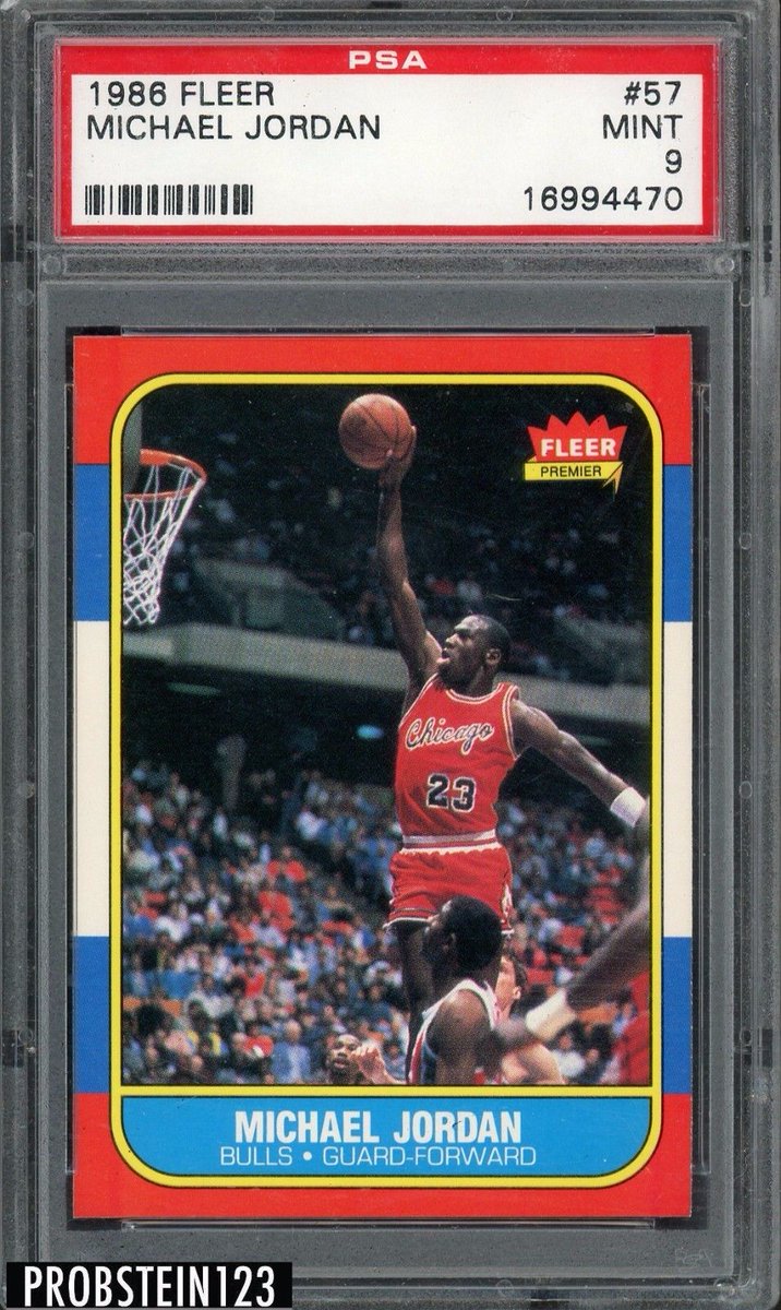 RickProbstein's tweet photo. 1986 Fleer #57 #MichaelJordan Bulls RC Rookie HOF PSA 9 " SUPER HIGH END " #itsMichaelJ #probstein123

https://t.co/wdM76C9D8P https://t.co/vAUnCSMKmf