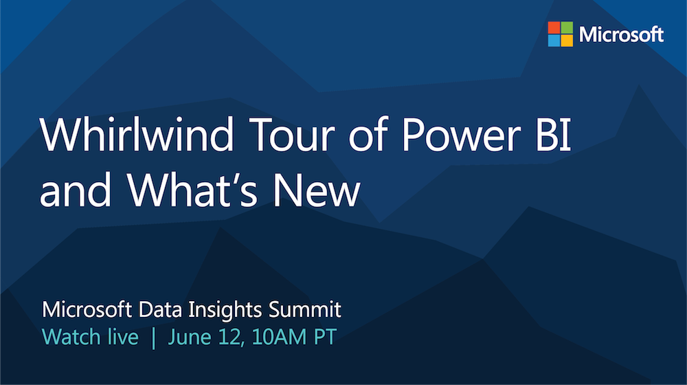 Get a Whirlwind Tour of #PowerBI, livestreaming from #MSDataSummit in 10 minutes. Watch: msft.social/njKpLe