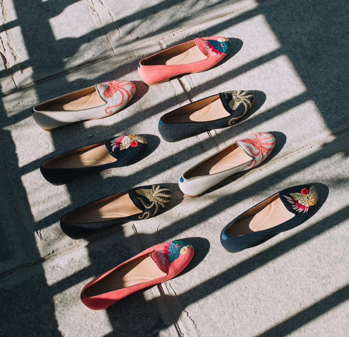 🌴🐥 &amp; 🐙 slippers still available online and in Paris store! #ShineInFlats #CocoStyle #embroidery #Chatelles #94rueduBac #SummerStyle